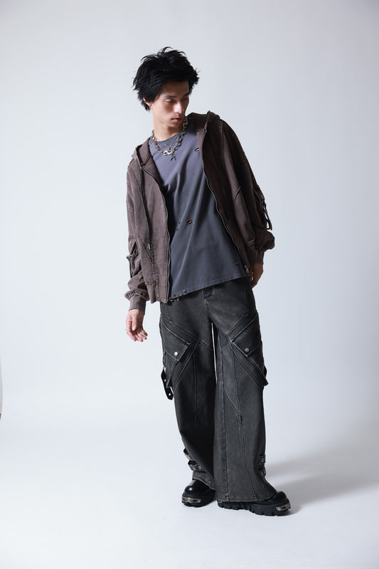 【P.N UNDERGROUND】切替ケミカルZIPパーカー (735424)