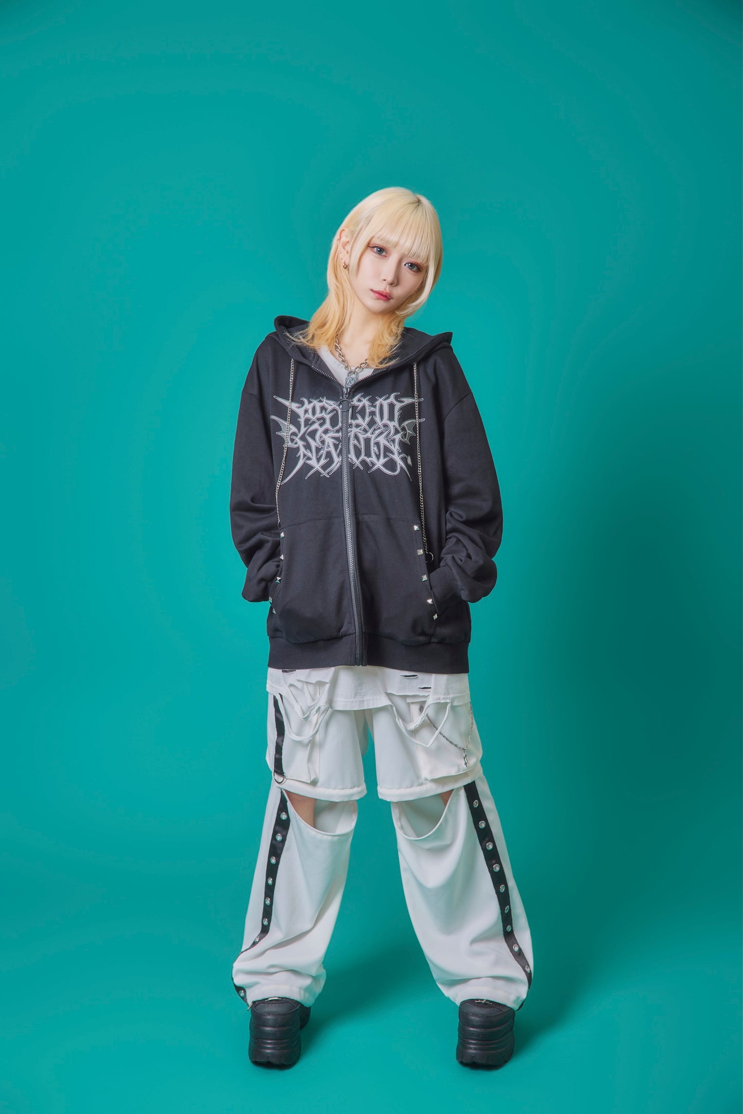 【PSYCHO NATION】× 寝田ルネ うさ耳メイド ZIPパーカー (735501)