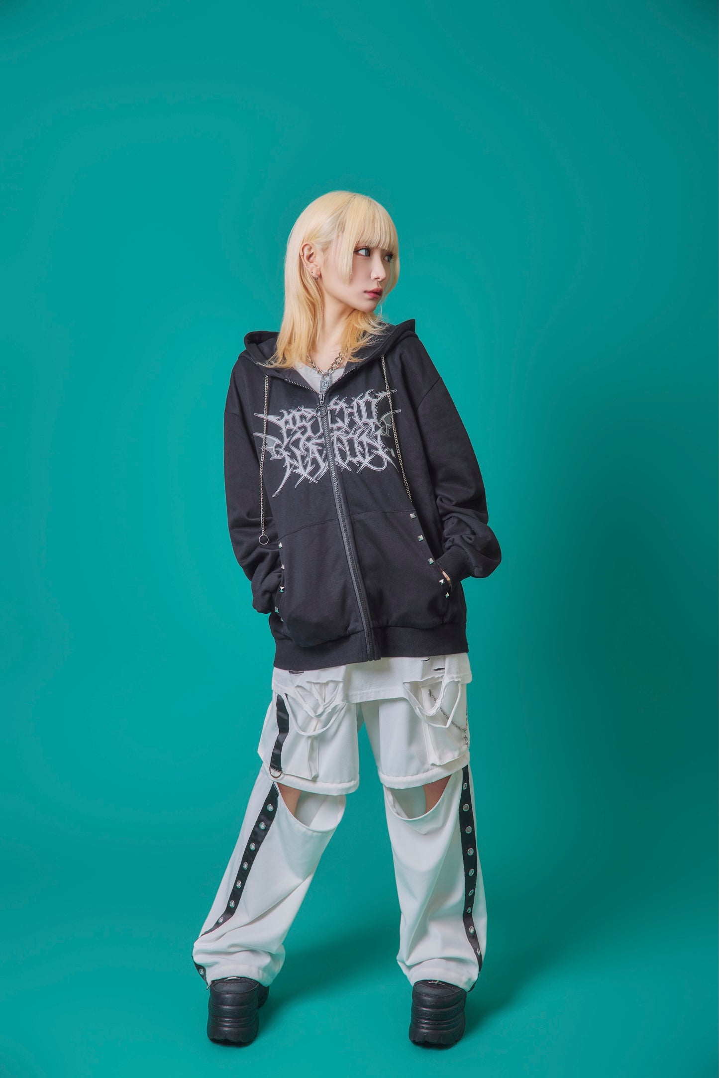【PSYCHO NATION】× 寝田ルネ うさ耳メイド ZIPパーカー (735501)