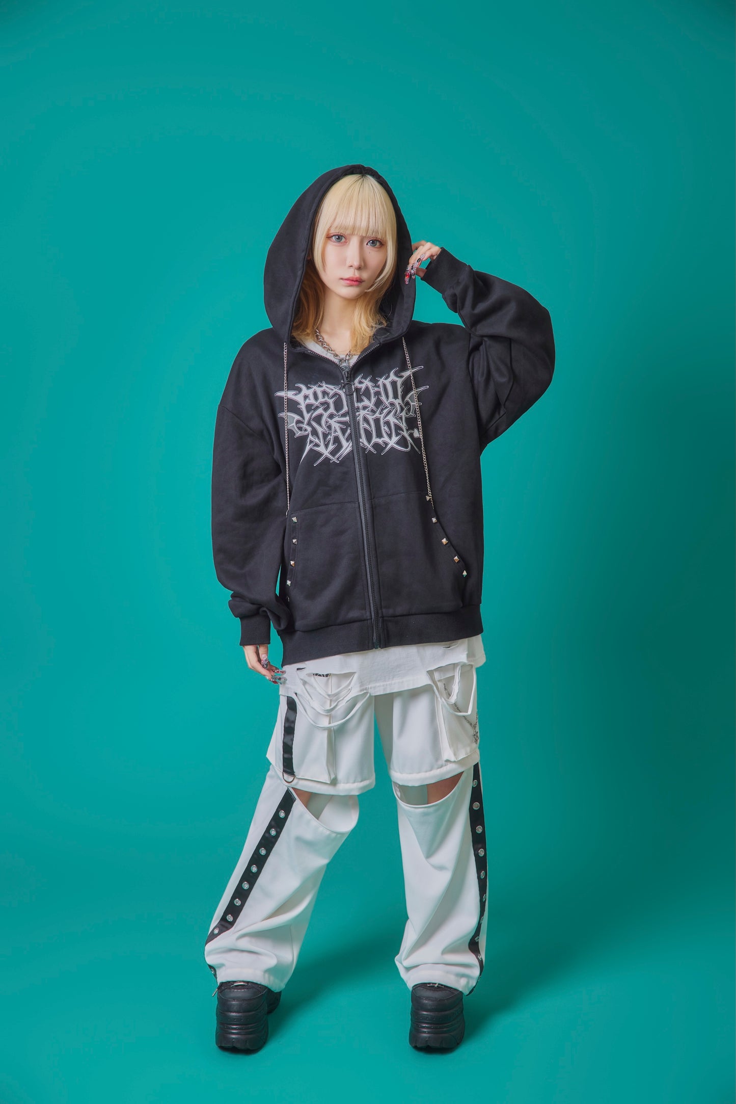 【PSYCHO NATION】× 寝田ルネ うさ耳メイド ZIPパーカー (735501)