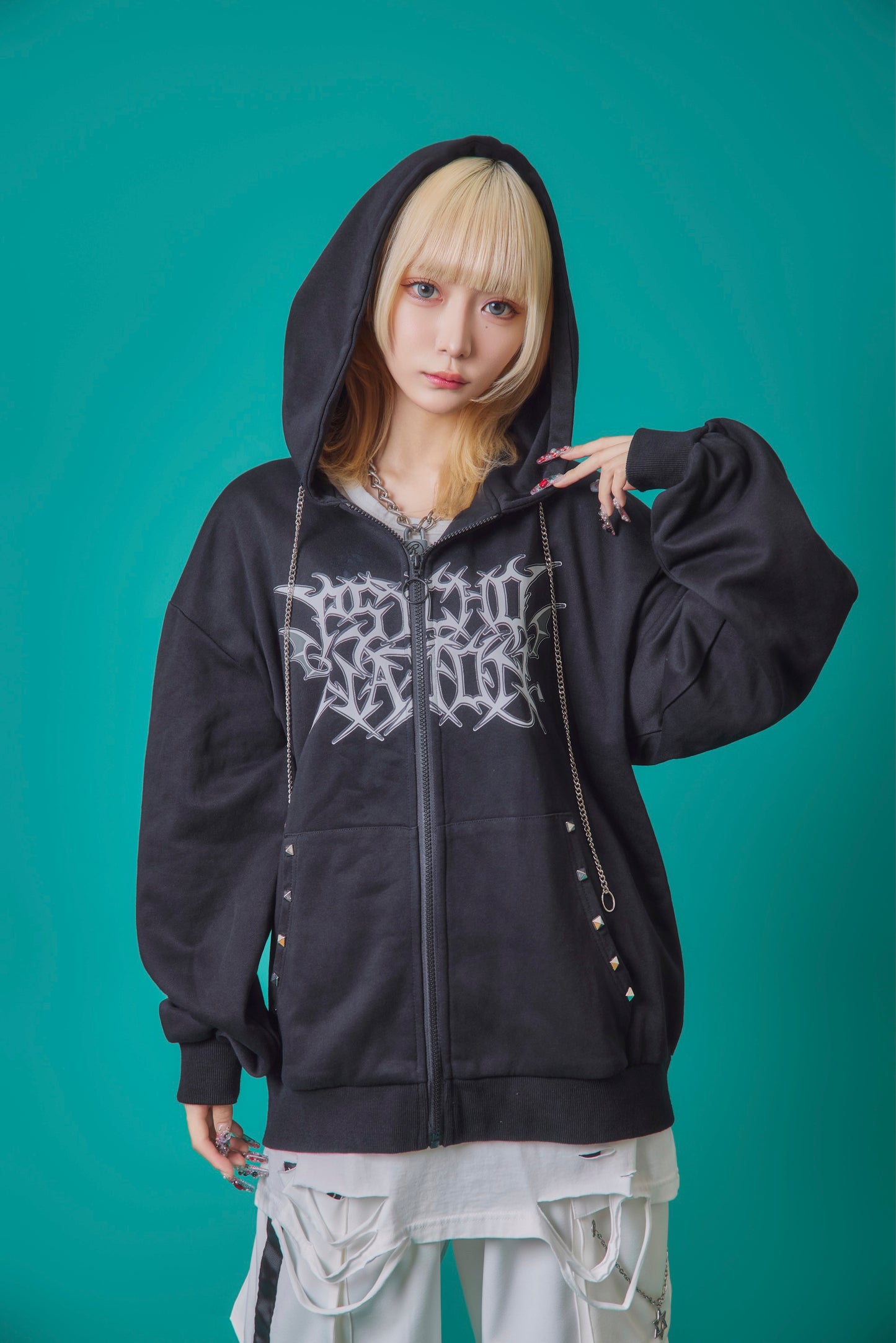 【PSYCHO NATION】× 寝田ルネ うさ耳メイド ZIPパーカー (735501)