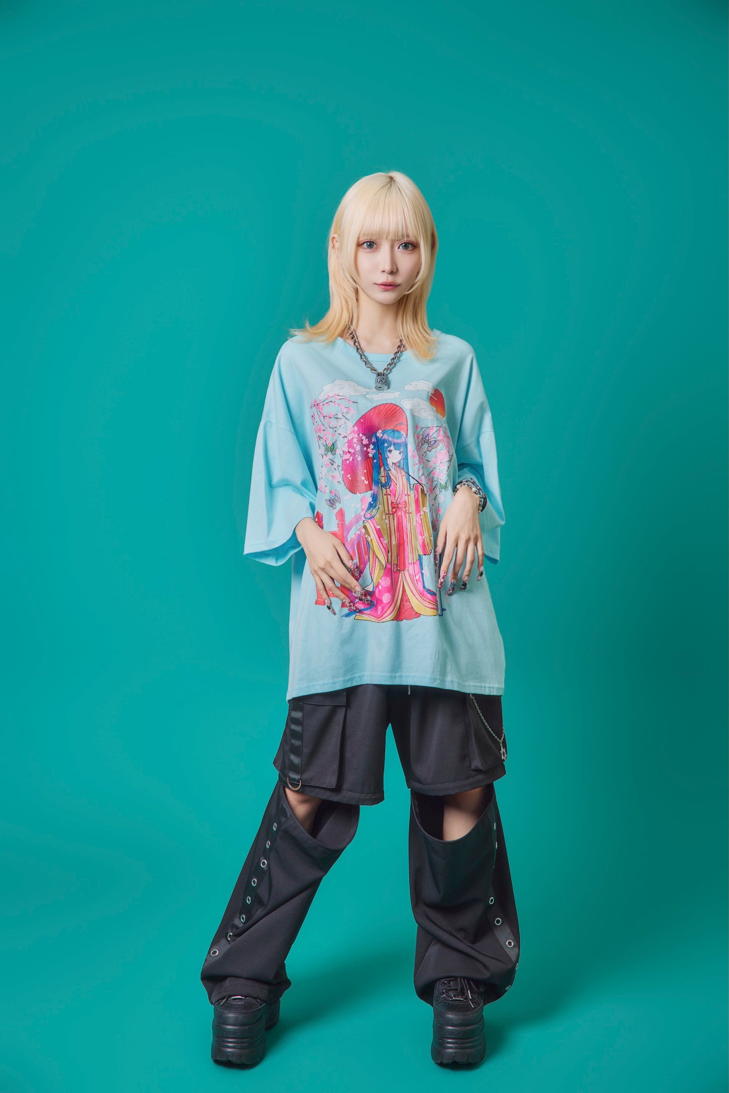 【PSYCHO NATION】× 寝田ルネ 桜着物TEE (735601)