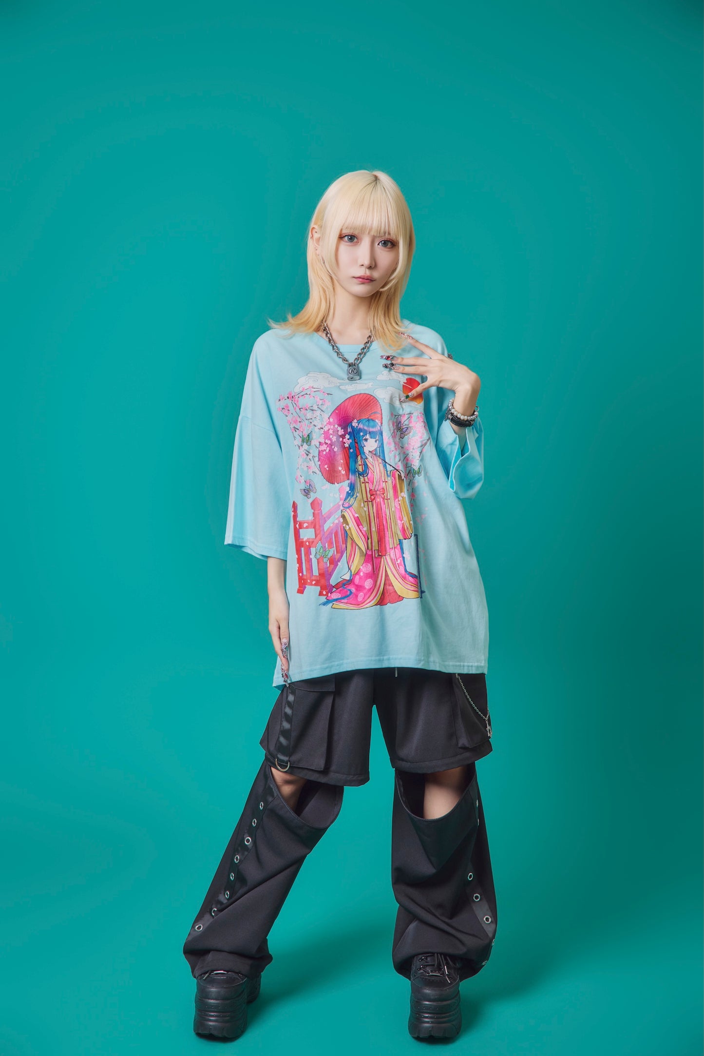 【PSYCHO NATION】× 寝田ルネ 桜着物TEE (735601)