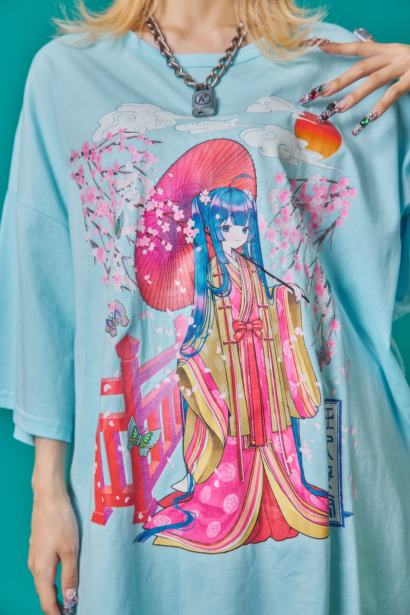 【PSYCHO NATION】× 寝田ルネ 桜着物TEE (735601)