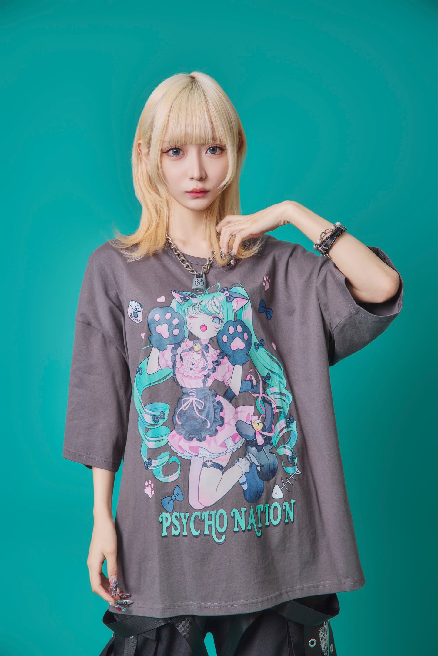 【PSYCHO NATION】× 寝田ルネ 猫耳メイド TEE (735600)