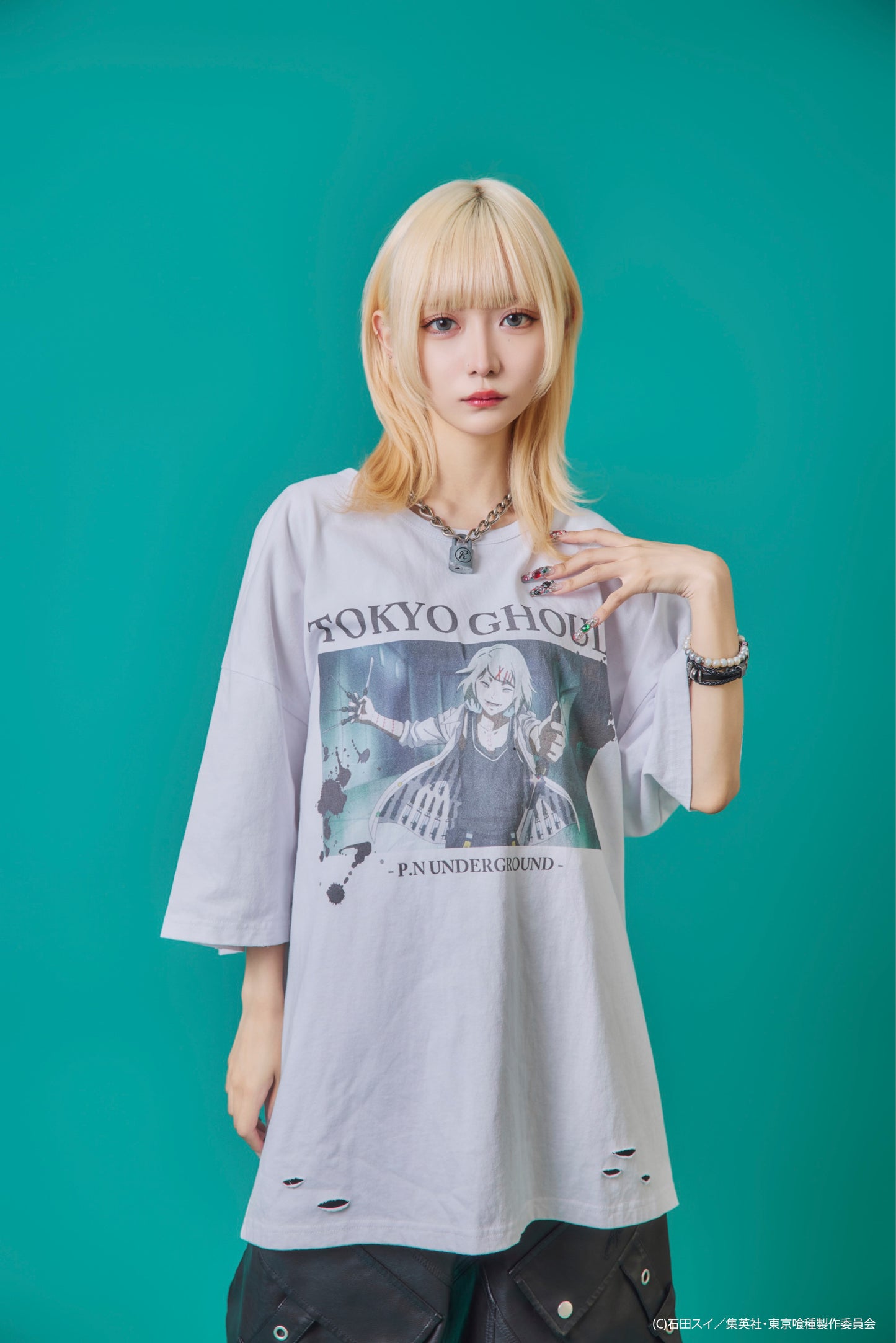 【P.N UNDERGROUND×東京喰種】鈴屋什造ダメージ TEE (735622)