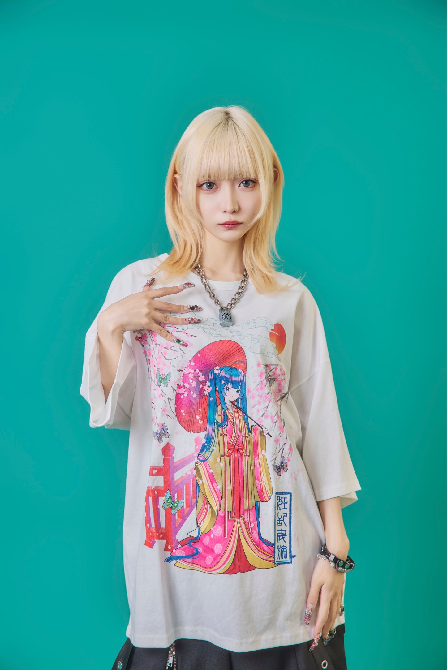 【PSYCHO NATION】× 寝田ルネ 桜着物TEE (735601)