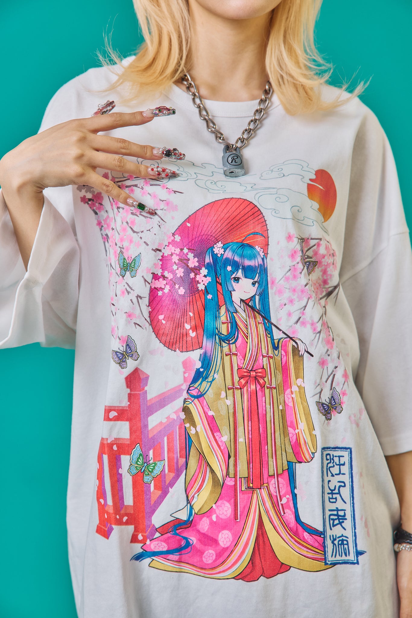 【PSYCHO NATION】× 寝田ルネ 桜着物TEE (735601)