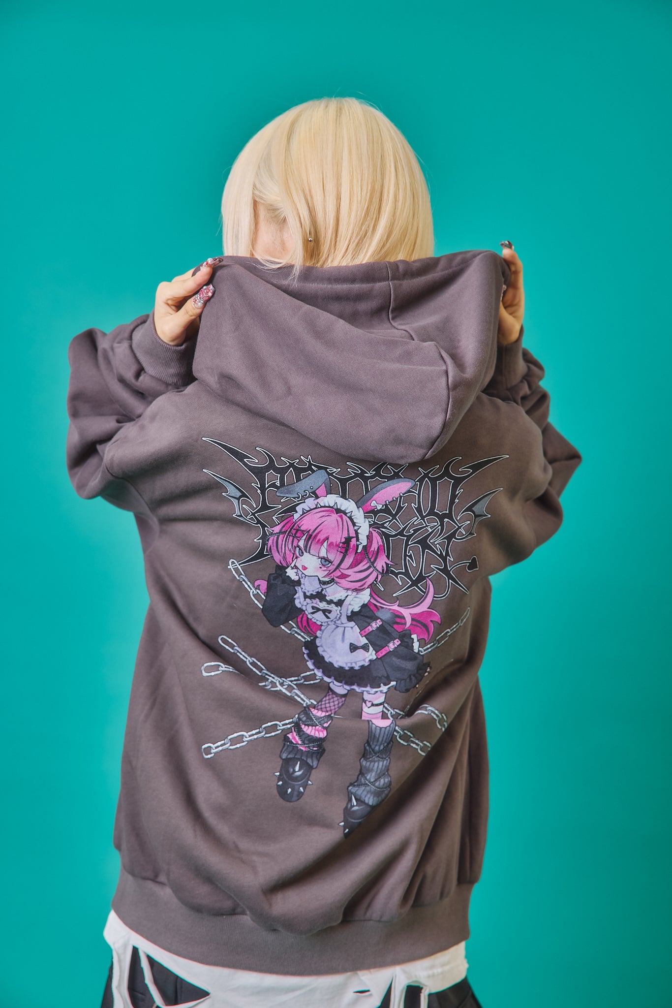 【PSYCHO NATION】× 寝田ルネ うさ耳メイド ZIPパーカー (735501)