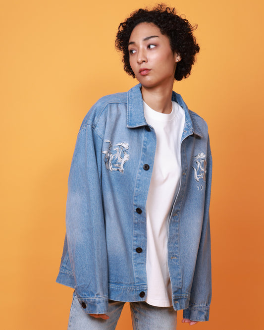 【YOIDORE】浮世絵ビール刺繍 デニムジャケット (815700)