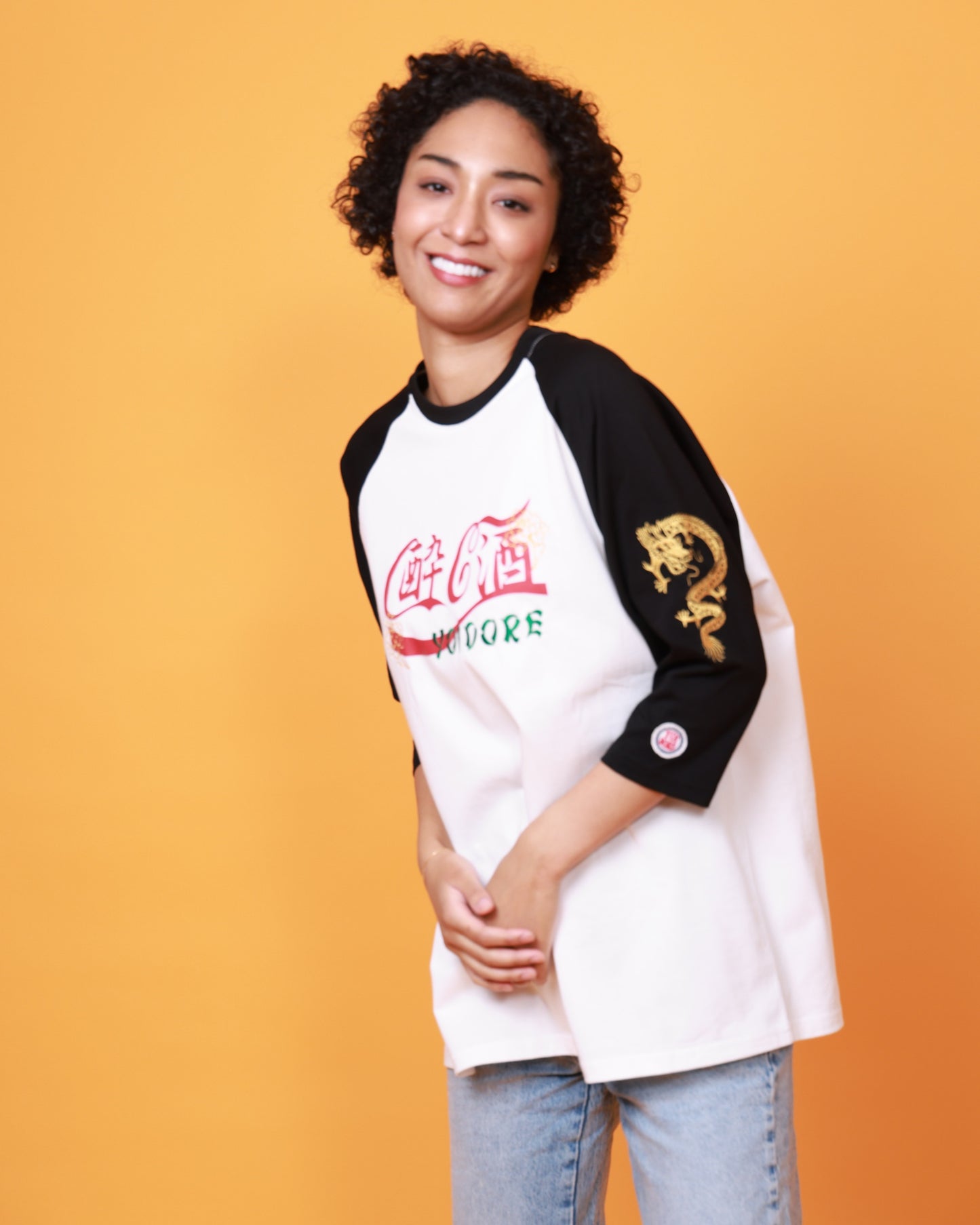 【YOIDORE】チベタン刺繍 ラグラン 7分袖 TEE (815508)