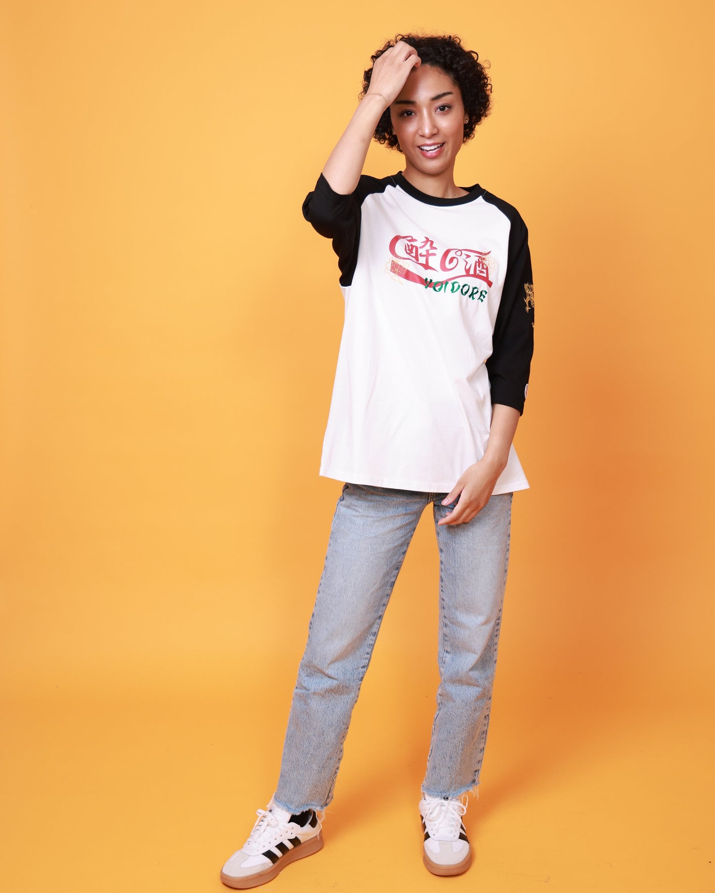 【YOIDORE】チベタン刺繍 ラグラン 7分袖 TEE (815508)