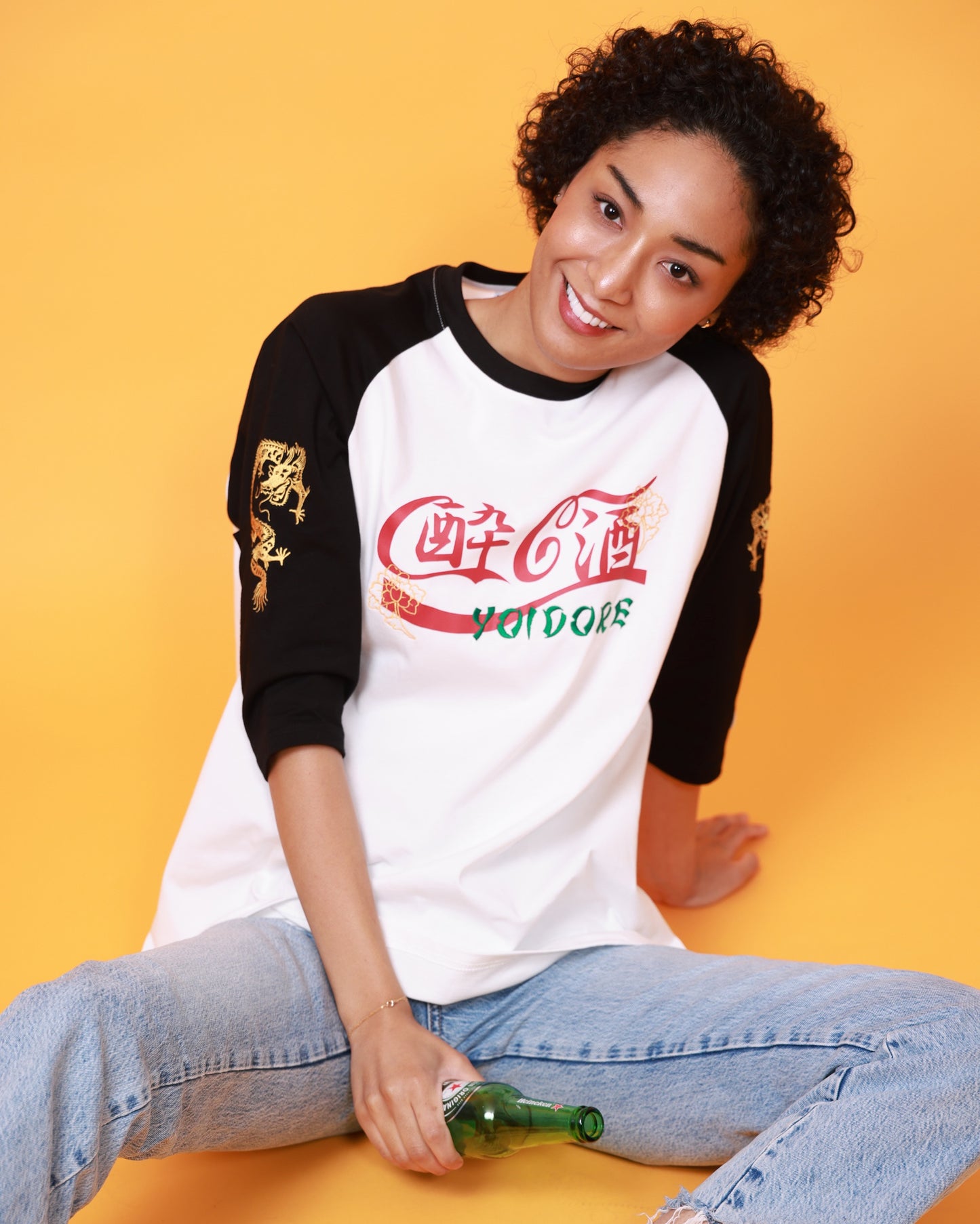 【YOIDORE】チベタン刺繍 ラグラン 7分袖 TEE (815508)