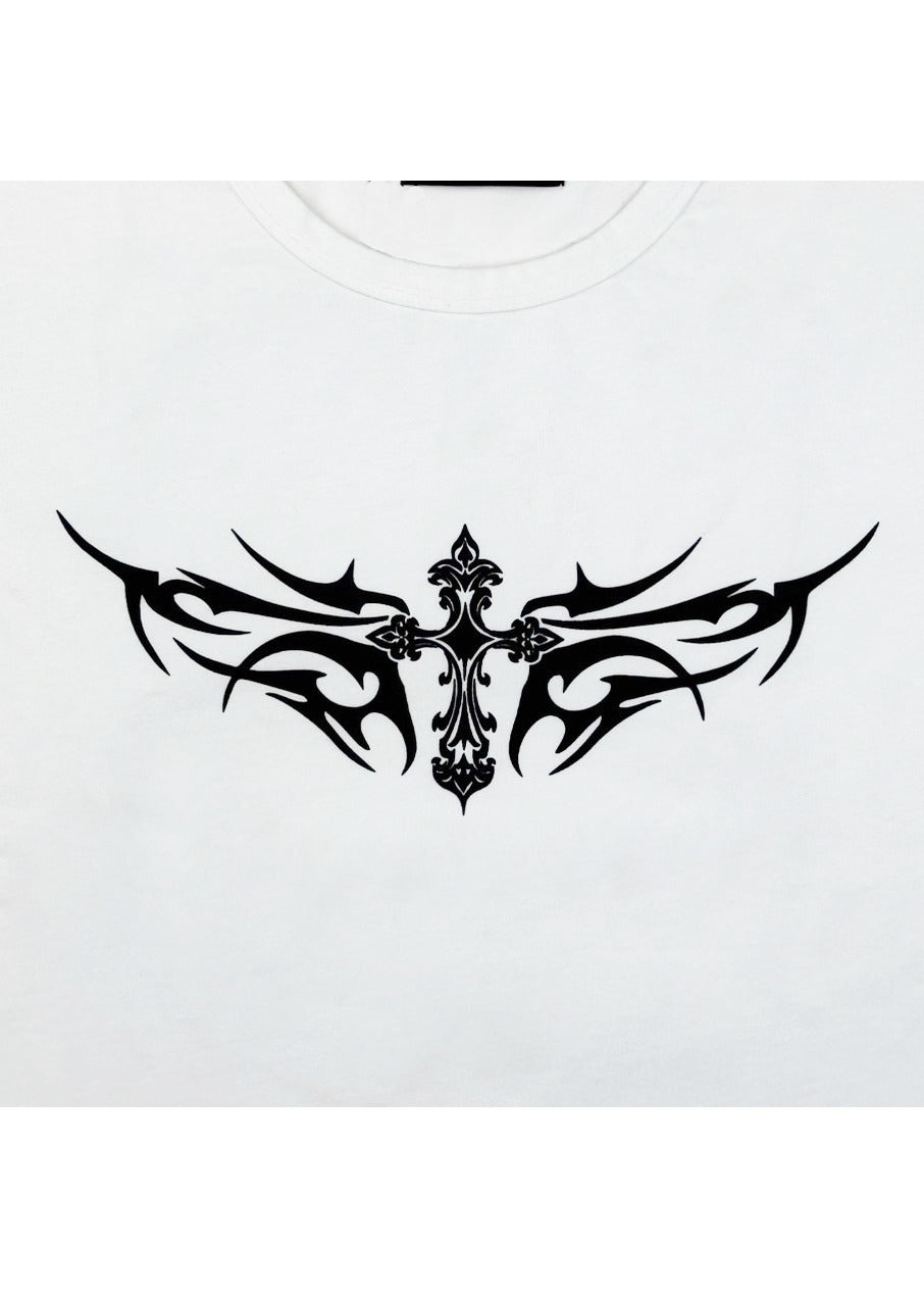 【PSYCHO NATION】トライバルスタッズ クロスダメージTEE (725000)