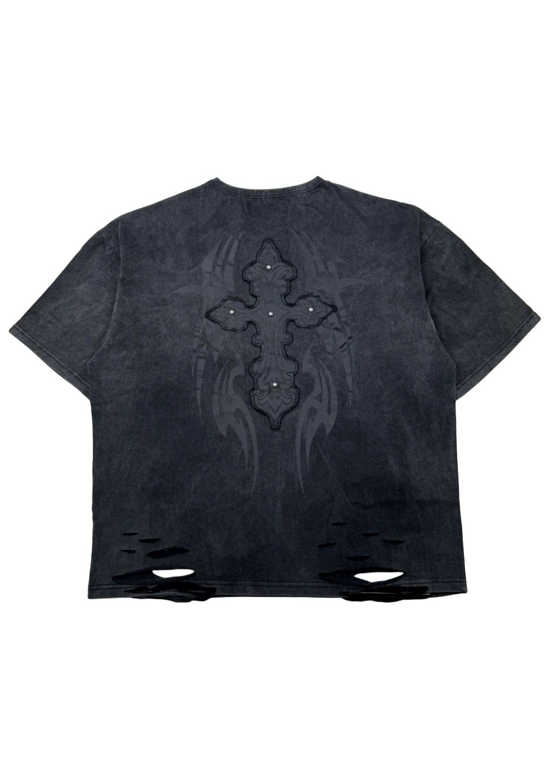 【PSYCHO NATION】トライバルスタッズ クロスダメージTEE (725000)