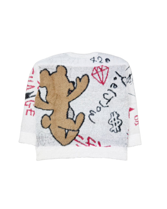 【Y.e(J)ow】Y.J KUMA シャギー混総柄JQクルーニット (135811)