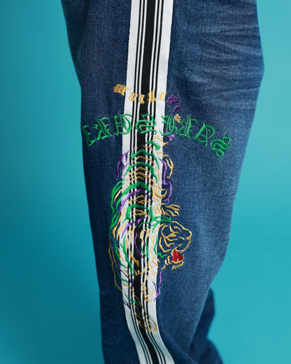 【YOIDORE】 酒とデニム サイドライン 刺繍パンツ (826006)