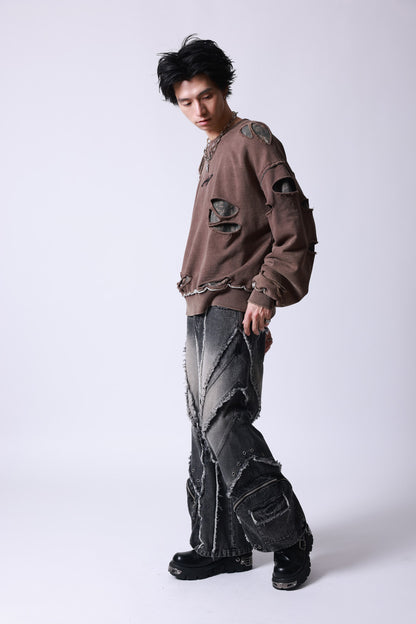 【P.N UNDERGROUND】ダメージレイヤード クルーネック (745404)