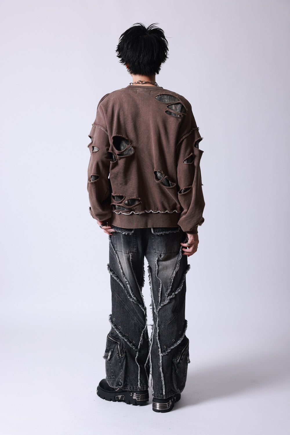 【P.N UNDERGROUND】ダメージレイヤード クルーネック (745404)