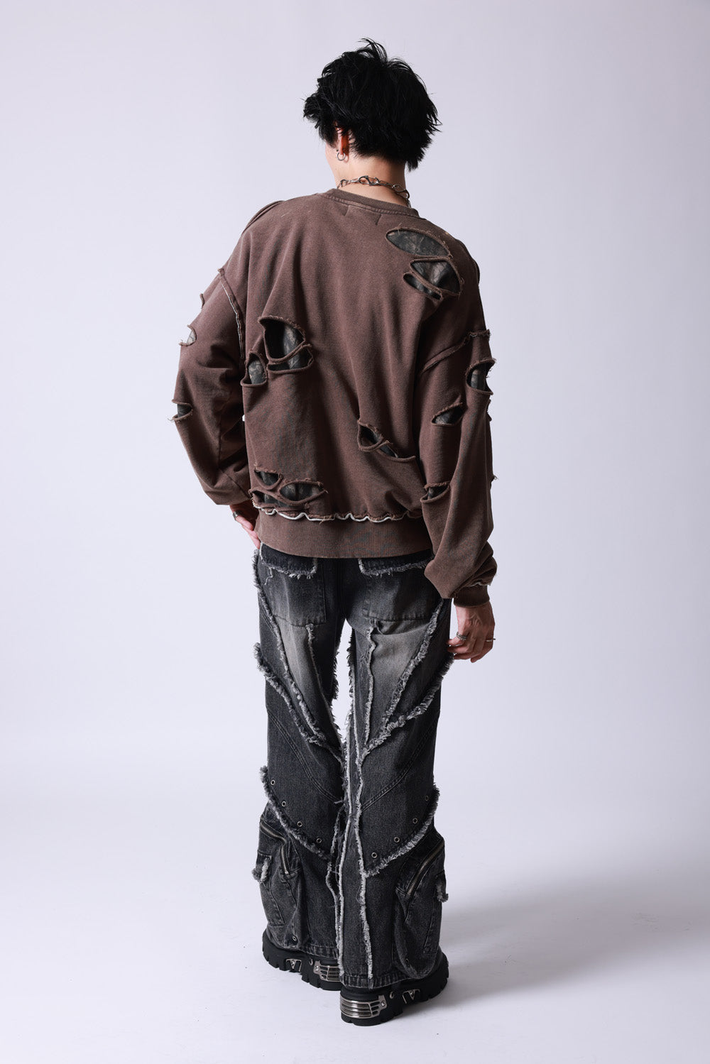 【P.N UNDERGROUND】ダメージレイヤード クルーネック (745404)