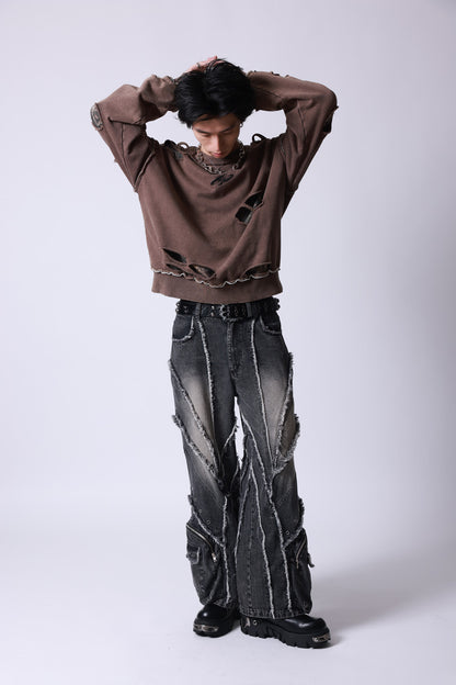 【P.N UNDERGROUND】ダメージレイヤード クルーネック (745404)