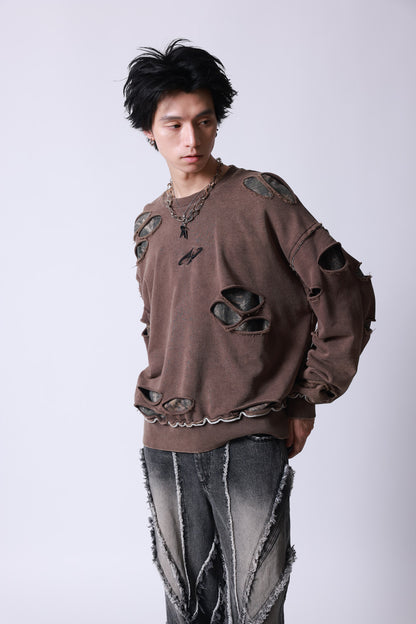 【P.N UNDERGROUND】ダメージレイヤード クルーネック (745404)