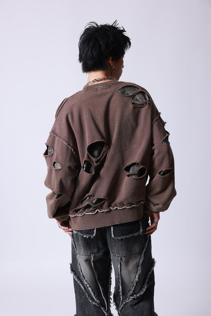 【P.N UNDERGROUND】ダメージレイヤード クルーネック (745404)