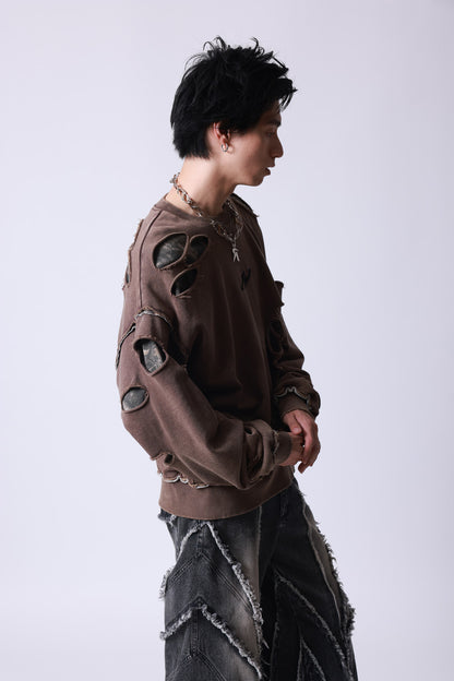 【P.N UNDERGROUND】ダメージレイヤード クルーネック (745404)