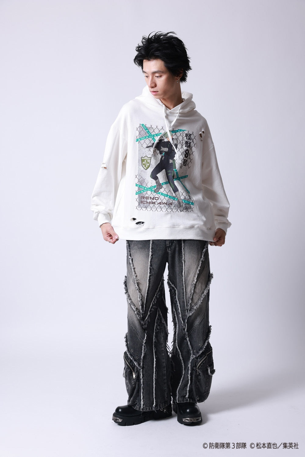 【P.N UNDERGROUND×怪獣８号】市川 レノ ダメージ パーカー (745507)