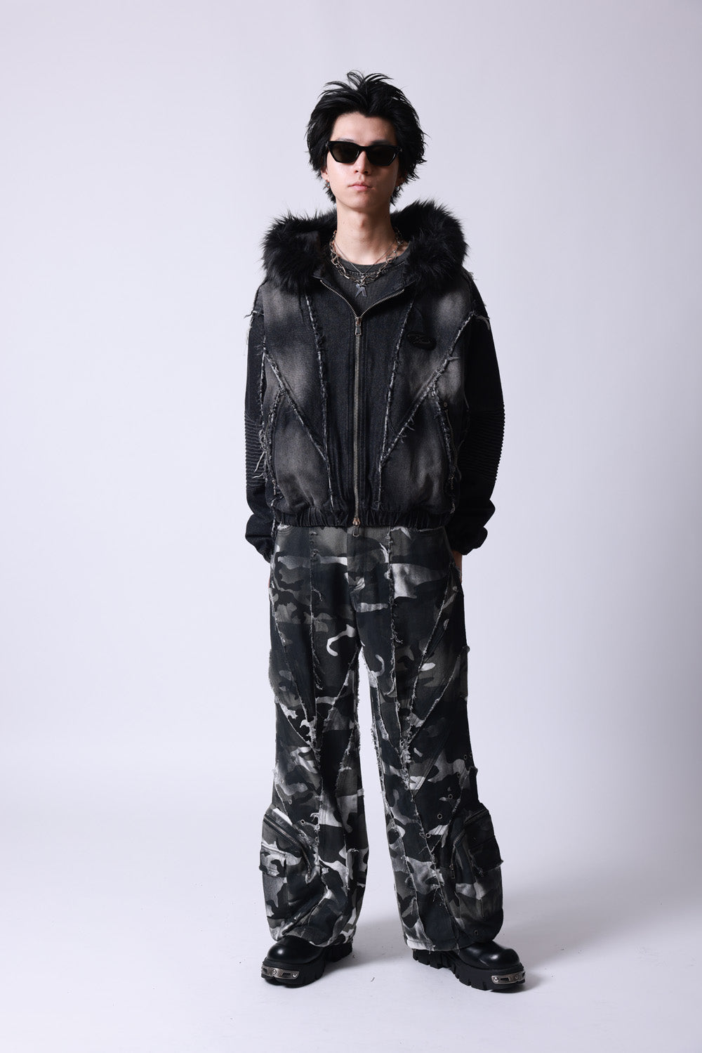 【P.N UNDERGROUND】ファー脱着デニムフードBZ (745409)