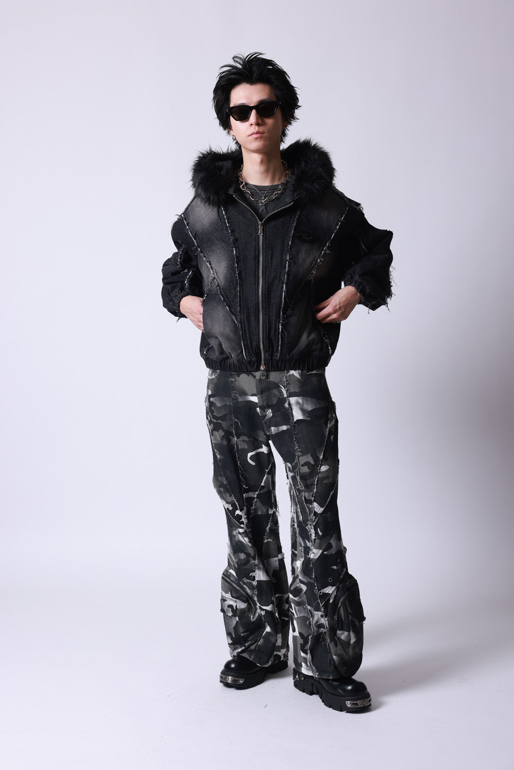 【P.N UNDERGROUND】ファー脱着デニムフードBZ (745409)