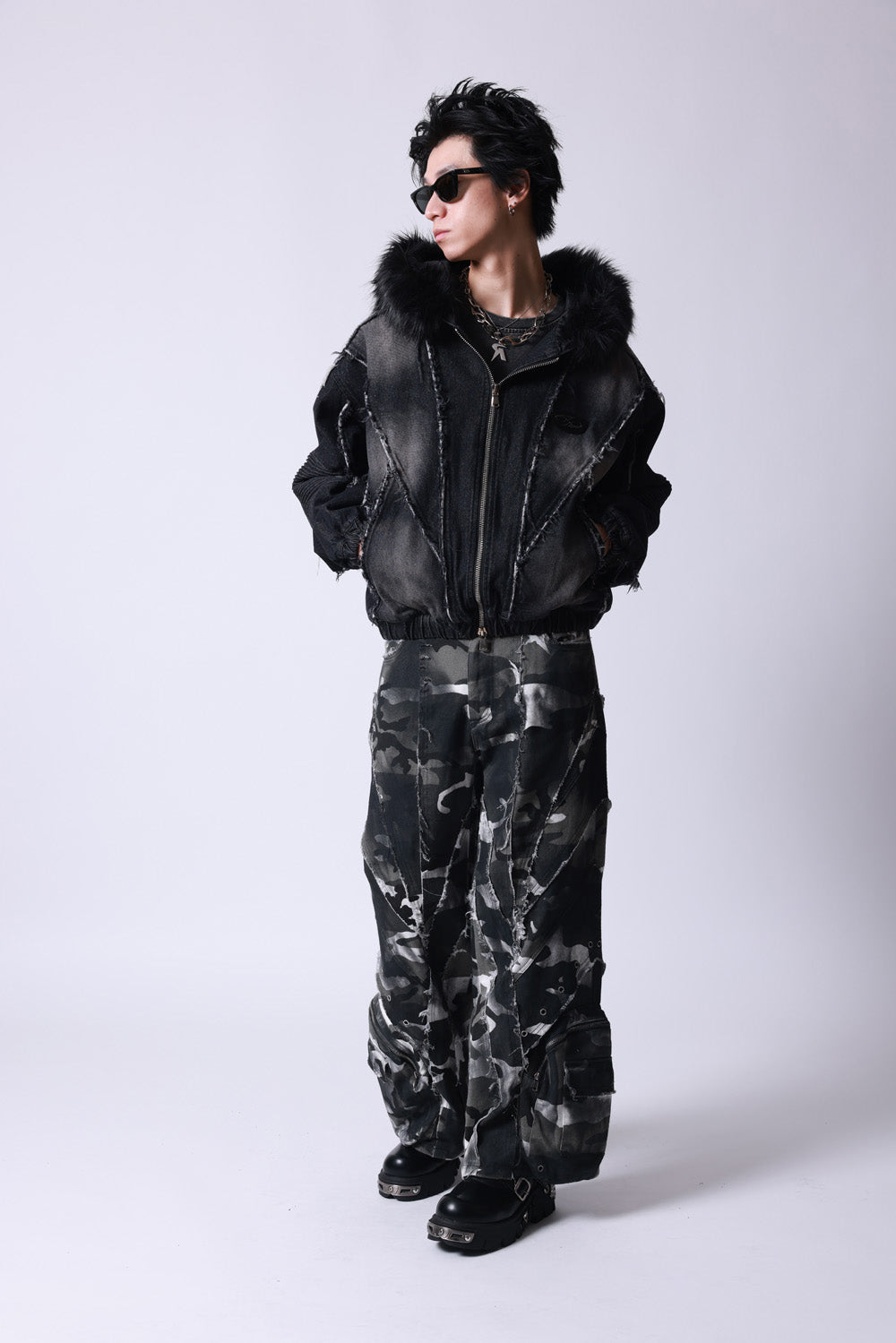 【P.N UNDERGROUND】ファー脱着デニムフードBZ (745409)