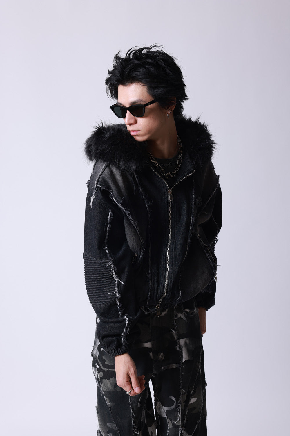 【P.N UNDERGROUND】ファー脱着デニムフードBZ (745409)