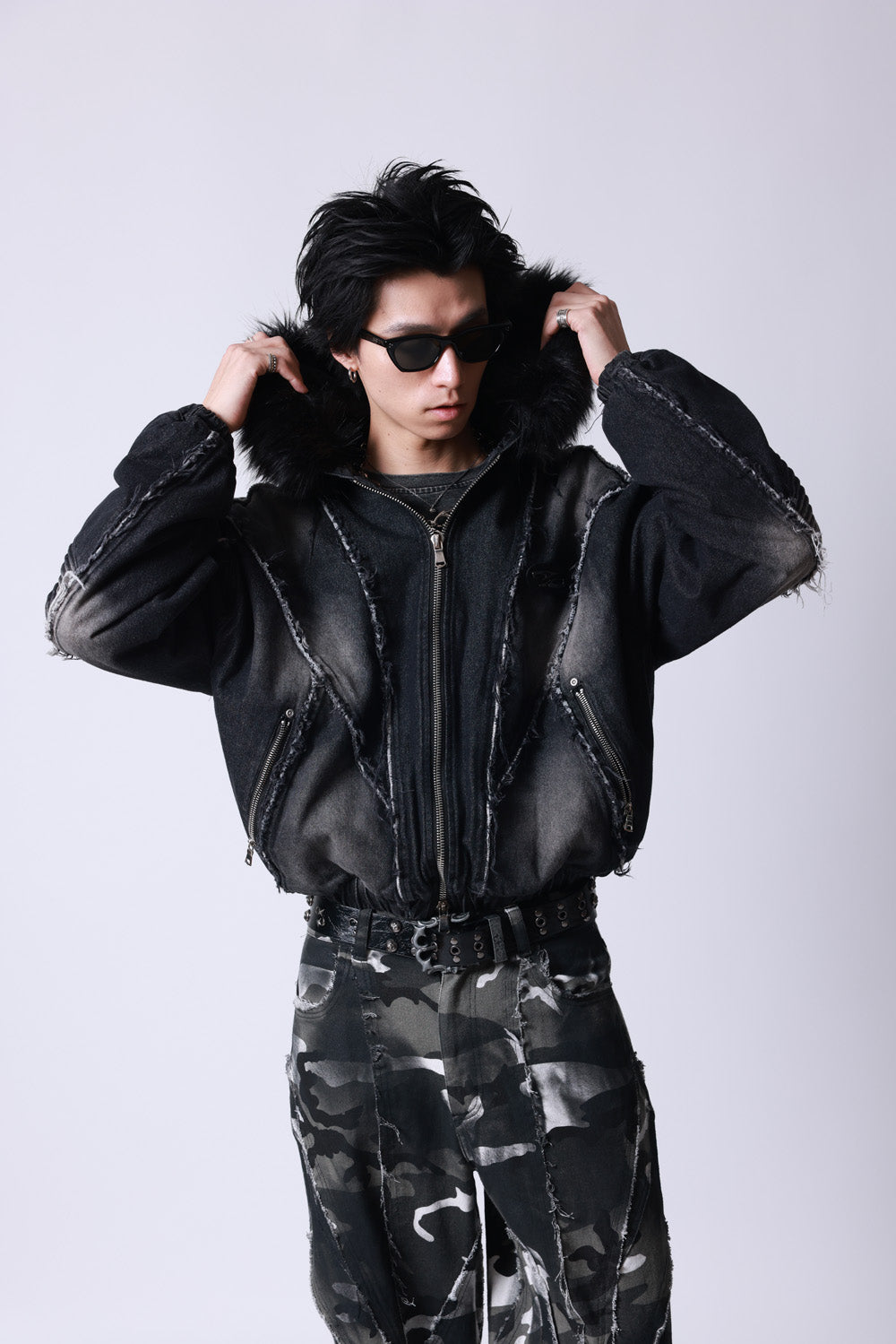 【P.N UNDERGROUND】ファー脱着デニムフードBZ (745409)