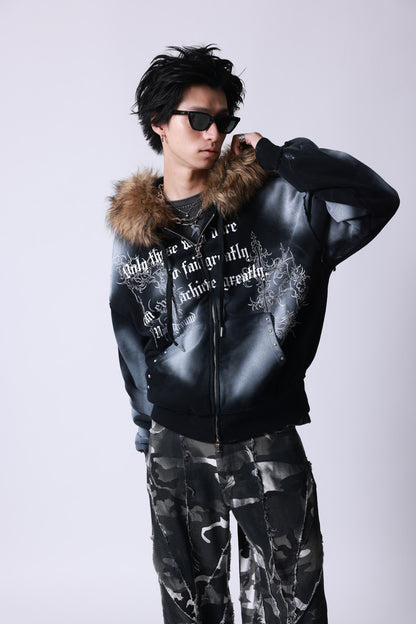 【P.N UNDERGROUND】ファー脱着スプレーZIPパーカー (735425)