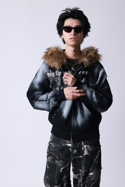 【P.N UNDERGROUND】ファー脱着スプレーZIPパーカー (735425)