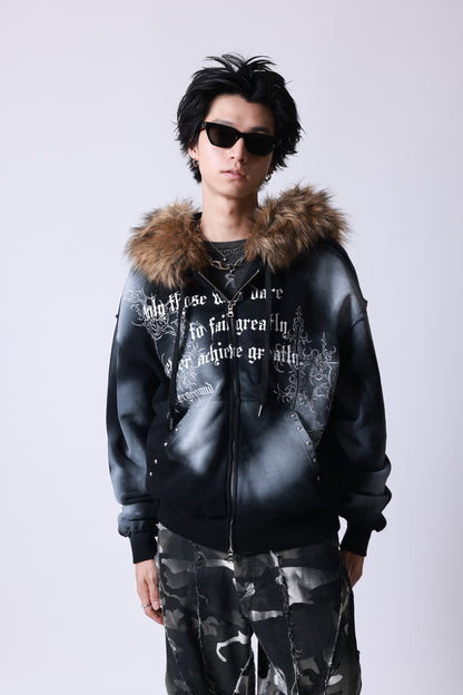 【P.N UNDERGROUND】ファー脱着スプレーZIPパーカー (735425)