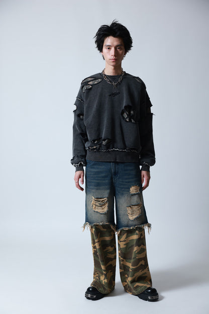 【P.N UNDERGROUND】ダメージレイヤード クルーネック (745404)