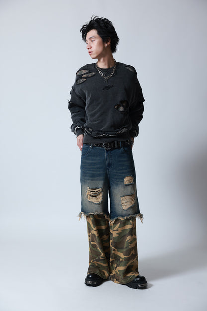 【P.N UNDERGROUND】ダメージレイヤード クルーネック (745404)