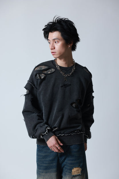 【P.N UNDERGROUND】ダメージレイヤード クルーネック (745404)