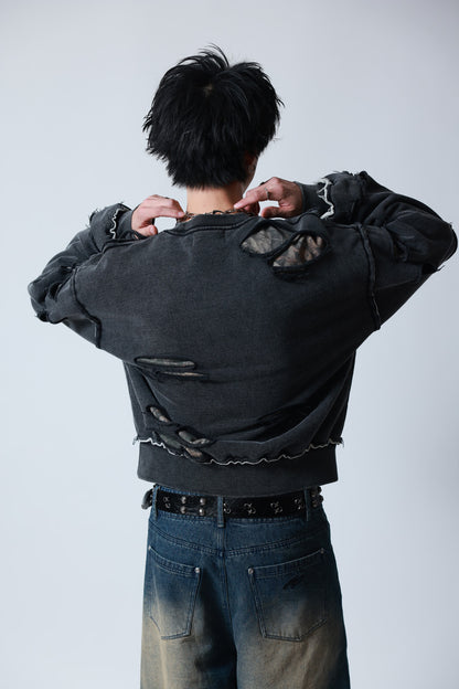 【P.N UNDERGROUND】ダメージレイヤード クルーネック (745404)