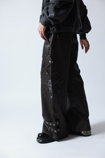 【P.N UNDERGROUND】加工PU ワイドカーゴパンツ (745413)