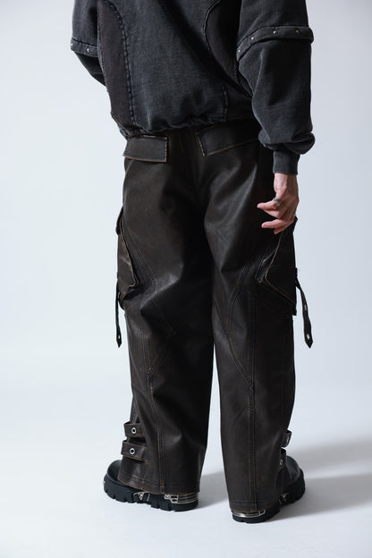 【P.N UNDERGROUND】加工PU ワイドカーゴパンツ (745413)