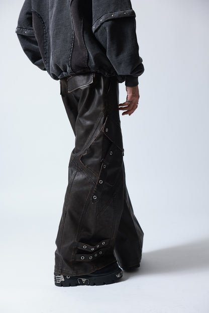 【P.N UNDERGROUND】加工PU ワイドカーゴパンツ (745413)