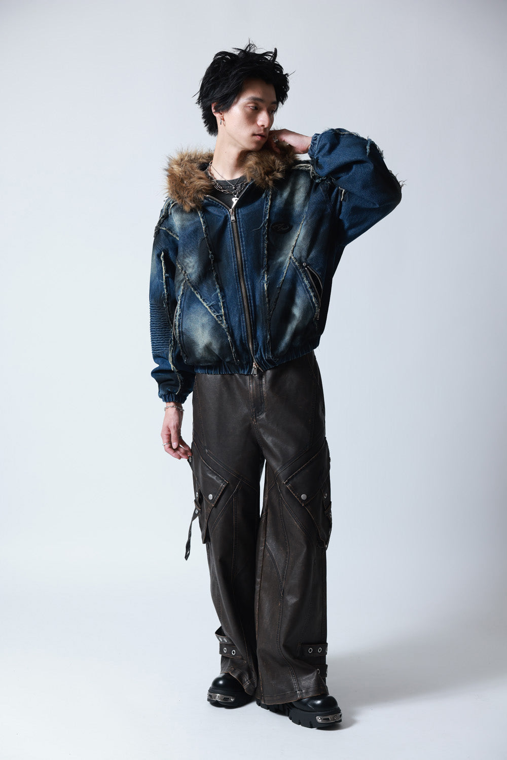 【P.N UNDERGROUND】ファー脱着デニムフードBZ (745409)