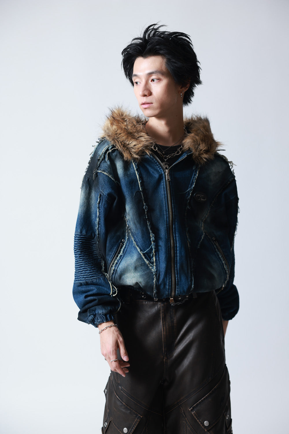 【P.N UNDERGROUND】ファー脱着デニムフードBZ (745409)