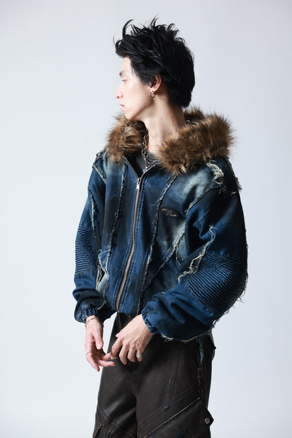 【P.N UNDERGROUND】ファー脱着デニムフードBZ (745409)