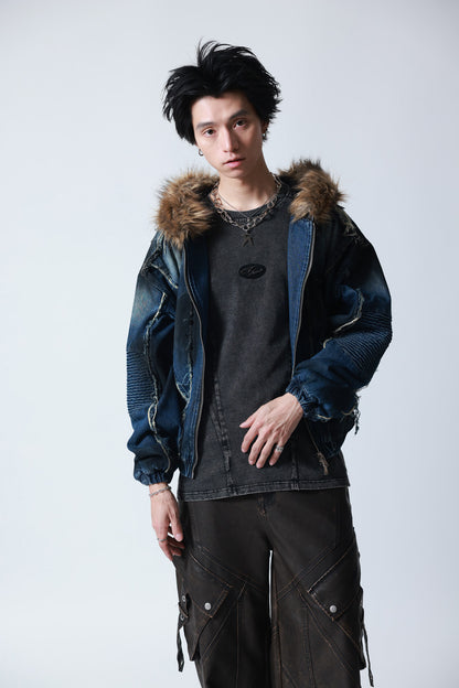 【P.N UNDERGROUND】ファー脱着デニムフードBZ (745409)