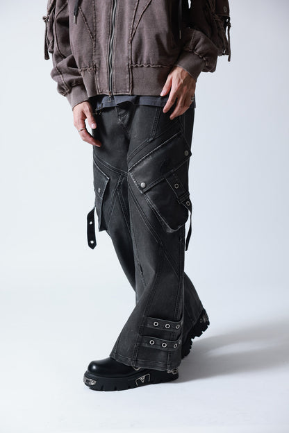 【P.N UNDERGROUND】加工PU ワイドカーゴパンツ (745413)