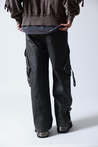 【P.N UNDERGROUND】加工PU ワイドカーゴパンツ (745413)